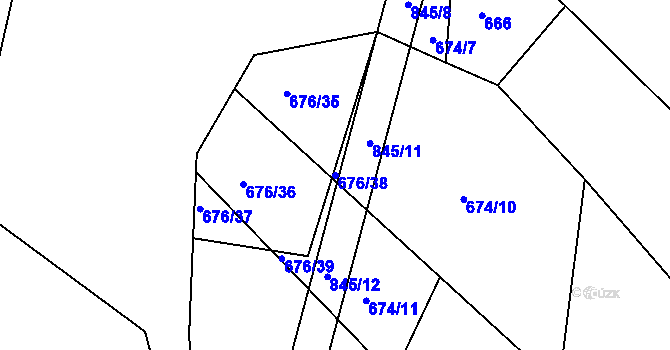 Parcela st. 676/38 v KÚ Turkovice u Přelouče, Katastrální mapa