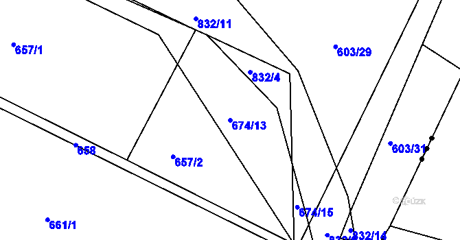 Parcela st. 674/13 v KÚ Turkovice u Přelouče, Katastrální mapa