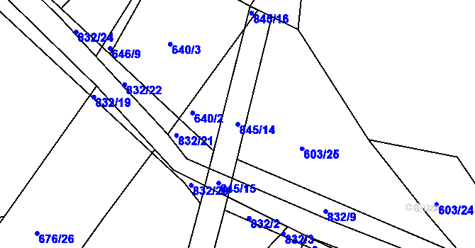 Parcela st. 845/14 v KÚ Turkovice u Přelouče, Katastrální mapa