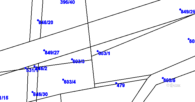Parcela st. 603/1 v KÚ Turkovice u Přelouče, Katastrální mapa