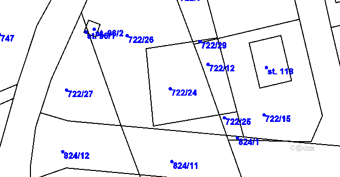 Parcela st. 722/24 v KÚ Turkovice u Přelouče, Katastrální mapa