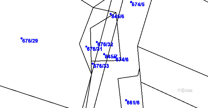 Parcela st. 845/7 v KÚ Turkovice u Přelouče, Katastrální mapa
