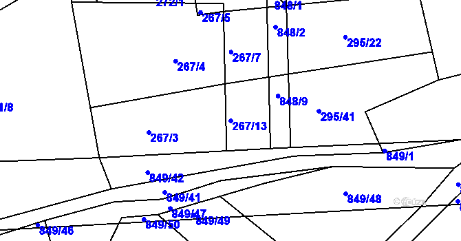 Parcela st. 267/13 v KÚ Turkovice u Přelouče, Katastrální mapa