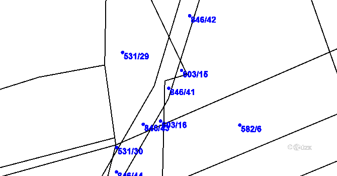 Parcela st. 846/41 v KÚ Turkovice u Přelouče, Katastrální mapa