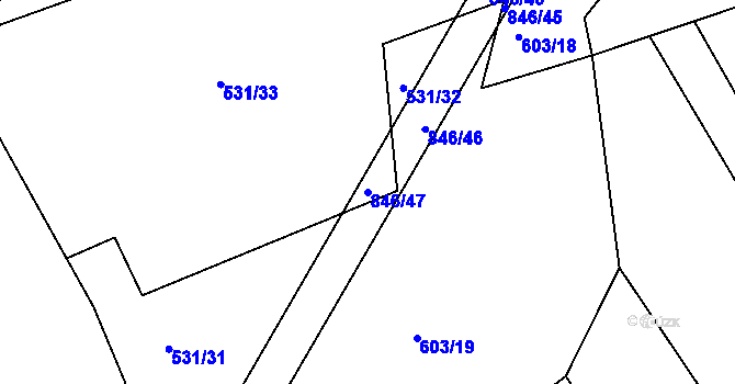 Parcela st. 846/47 v KÚ Turkovice u Přelouče, Katastrální mapa
