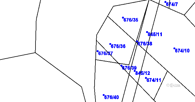 Parcela st. 676/37 v KÚ Turkovice u Přelouče, Katastrální mapa