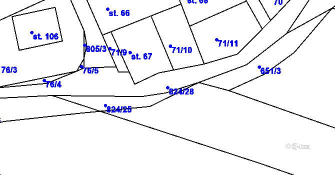 Parcela st. 824/28 v KÚ Turkovice u Přelouče, Katastrální mapa