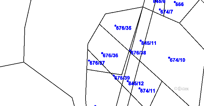 Parcela st. 676/36 v KÚ Turkovice u Přelouče, Katastrální mapa