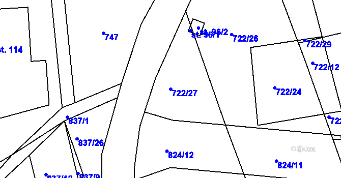 Parcela st. 722/27 v KÚ Turkovice u Přelouče, Katastrální mapa