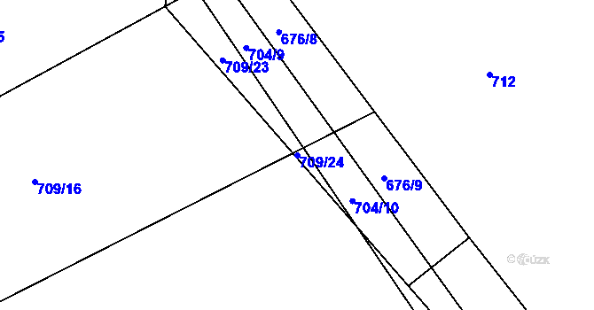 Parcela st. 709/24 v KÚ Turkovice u Přelouče, Katastrální mapa