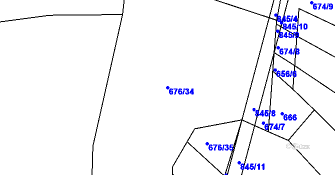 Parcela st. 676/34 v KÚ Turkovice u Přelouče, Katastrální mapa