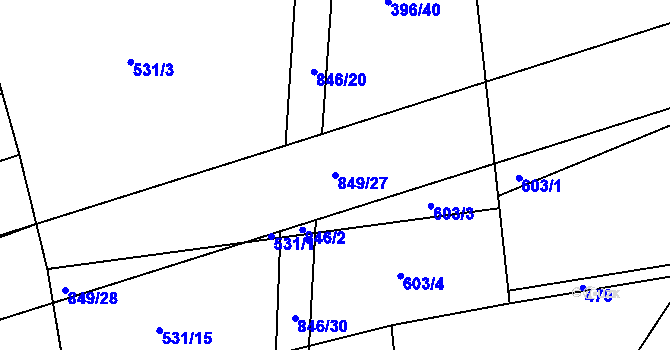 Parcela st. 849/27 v KÚ Turkovice u Přelouče, Katastrální mapa