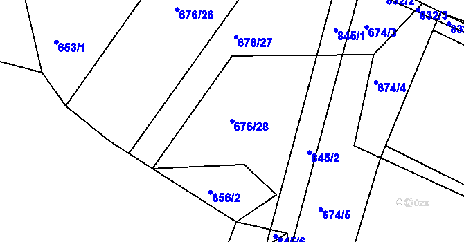 Parcela st. 676/28 v KÚ Turkovice u Přelouče, Katastrální mapa