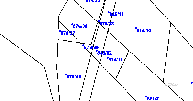 Parcela st. 845/12 v KÚ Turkovice u Přelouče, Katastrální mapa