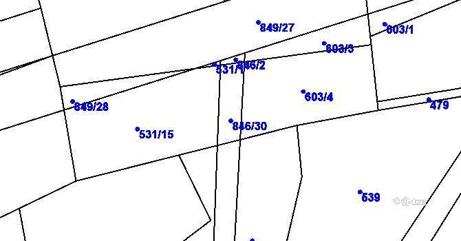 Parcela st. 846/30 v KÚ Turkovice u Přelouče, Katastrální mapa