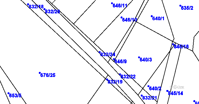 Parcela st. 832/24 v KÚ Turkovice u Přelouče, Katastrální mapa