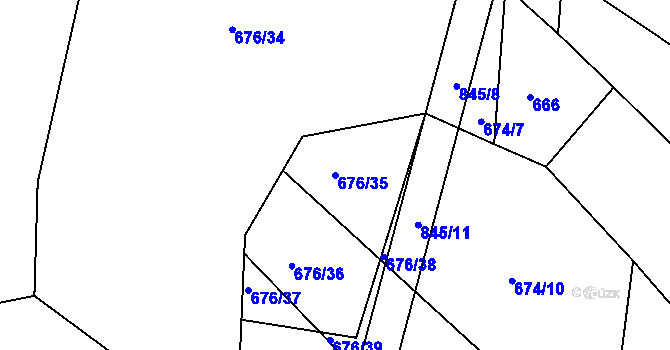 Parcela st. 676/35 v KÚ Turkovice u Přelouče, Katastrální mapa