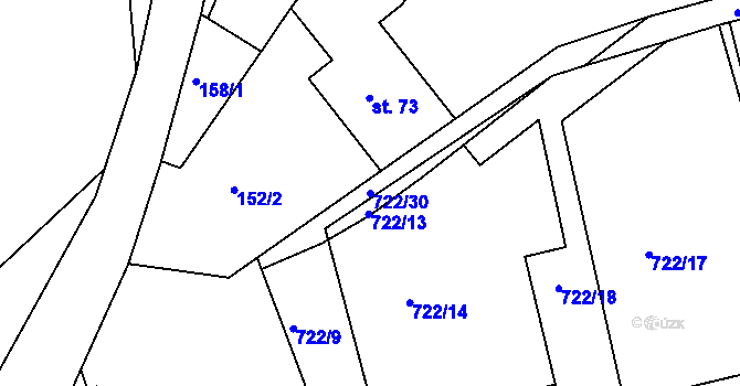 Parcela st. 722/30 v KÚ Turkovice u Přelouče, Katastrální mapa
