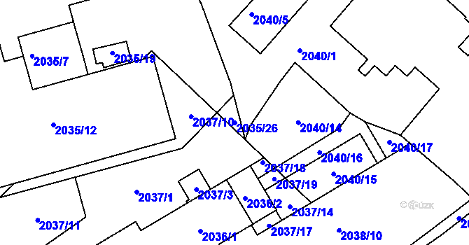 Parcela st. 2035/26 v KÚ Turnov, Katastrální mapa