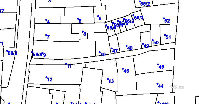 Parcela st. 10 v KÚ Turnov, Katastrální mapa