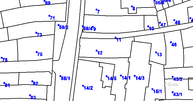 Parcela st. 12 v KÚ Turnov, Katastrální mapa