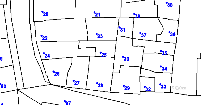 Parcela st. 25 v KÚ Turnov, Katastrální mapa
