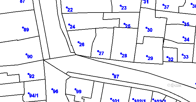 Parcela st. 27 v KÚ Turnov, Katastrální mapa