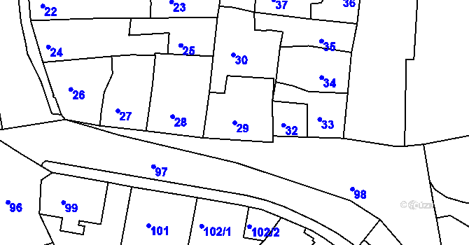Parcela st. 29 v KÚ Turnov, Katastrální mapa