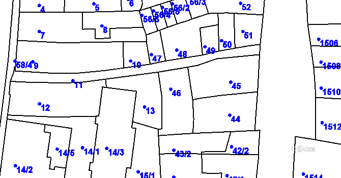 Parcela st. 46 v KÚ Turnov, Katastrální mapa