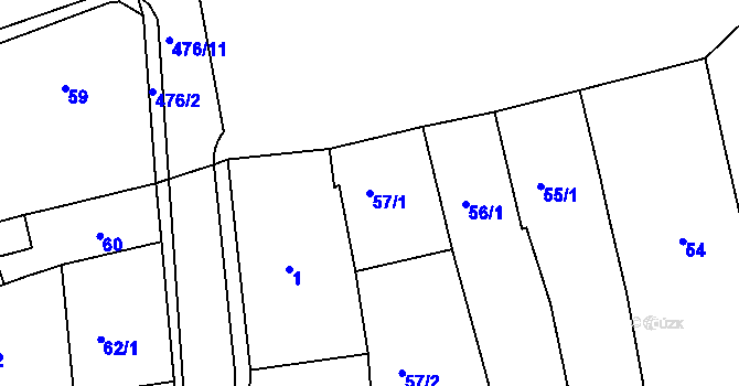 Parcela st. 57/1 v KÚ Turnov, Katastrální mapa