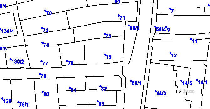 Parcela st. 75 v KÚ Turnov, Katastrální mapa