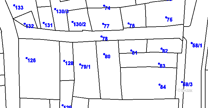 Parcela st. 80 v KÚ Turnov, Katastrální mapa