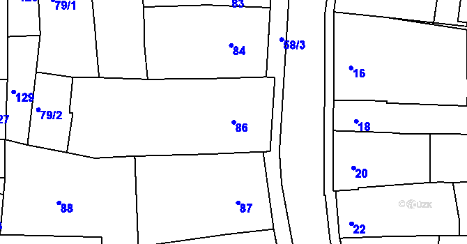 Parcela st. 86 v KÚ Turnov, Katastrální mapa
