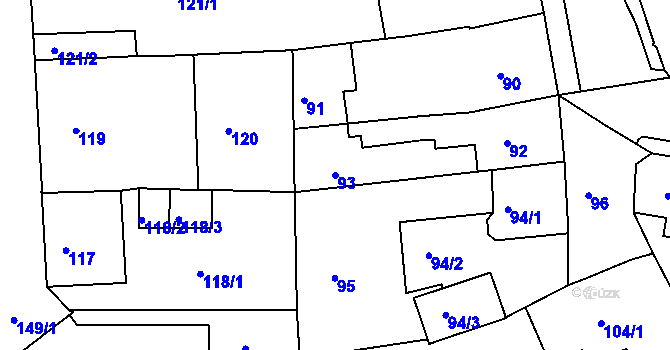 Parcela st. 93 v KÚ Turnov, Katastrální mapa