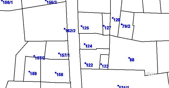 Parcela st. 124 v KÚ Turnov, Katastrální mapa
