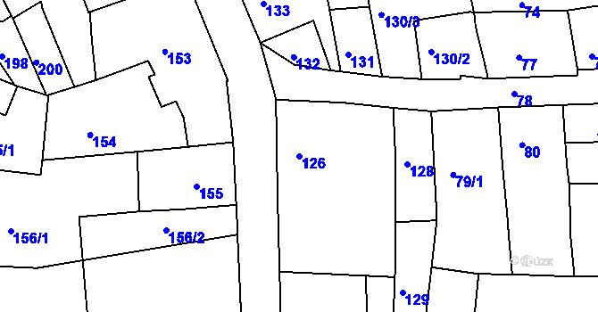 Parcela st. 126 v KÚ Turnov, Katastrální mapa