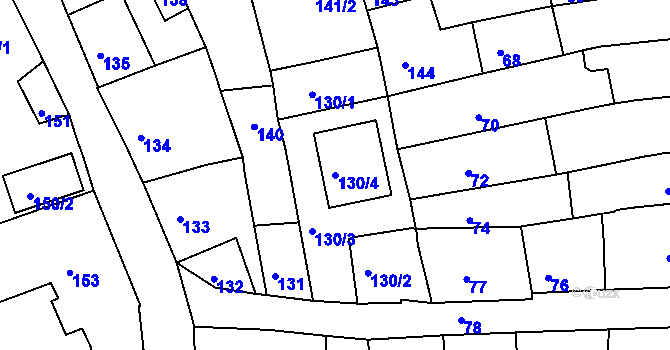 Parcela st. 130/4 v KÚ Turnov, Katastrální mapa