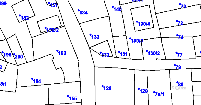 Parcela st. 132 v KÚ Turnov, Katastrální mapa