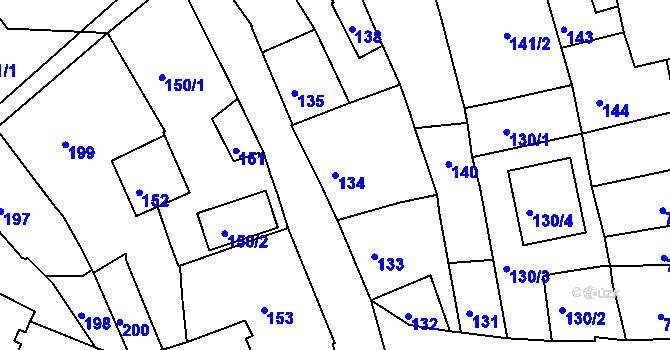 Parcela st. 134 v KÚ Turnov, Katastrální mapa