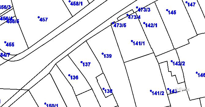 Parcela st. 139 v KÚ Turnov, Katastrální mapa