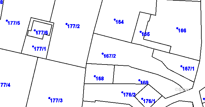 Parcela st. 167/2 v KÚ Turnov, Katastrální mapa