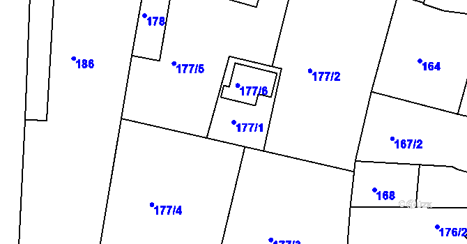 Parcela st. 177/1 v KÚ Turnov, Katastrální mapa