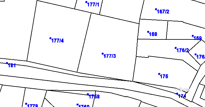 Parcela st. 177/3 v KÚ Turnov, Katastrální mapa