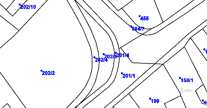 Parcela st. 202/1 v KÚ Turnov, Katastrální mapa
