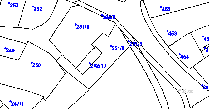 Parcela st. 202/5 v KÚ Turnov, Katastrální mapa