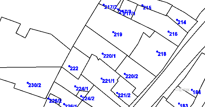 Parcela st. 220/1 v KÚ Turnov, Katastrální mapa