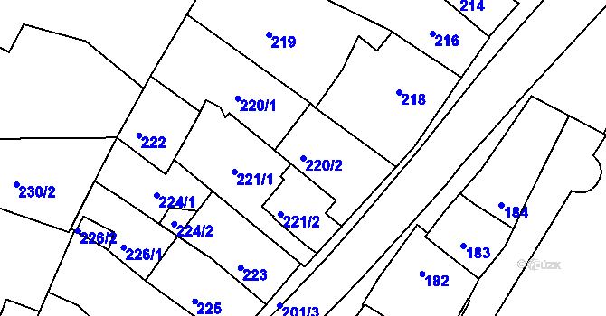 Parcela st. 220/2 v KÚ Turnov, Katastrální mapa