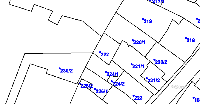 Parcela st. 222 v KÚ Turnov, Katastrální mapa