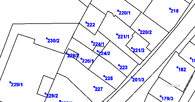 Parcela st. 224/2 v KÚ Turnov, Katastrální mapa