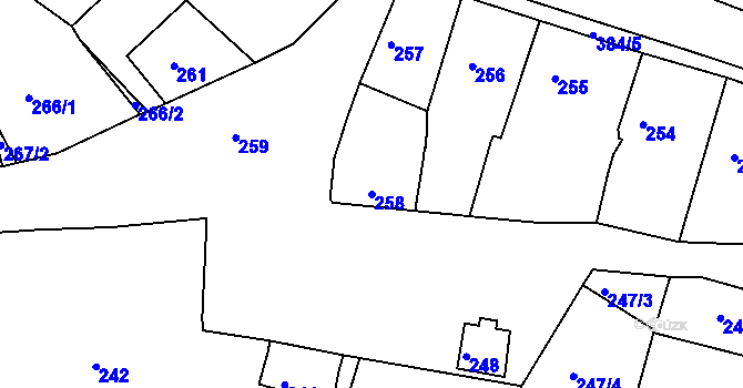 Parcela st. 258 v KÚ Turnov, Katastrální mapa